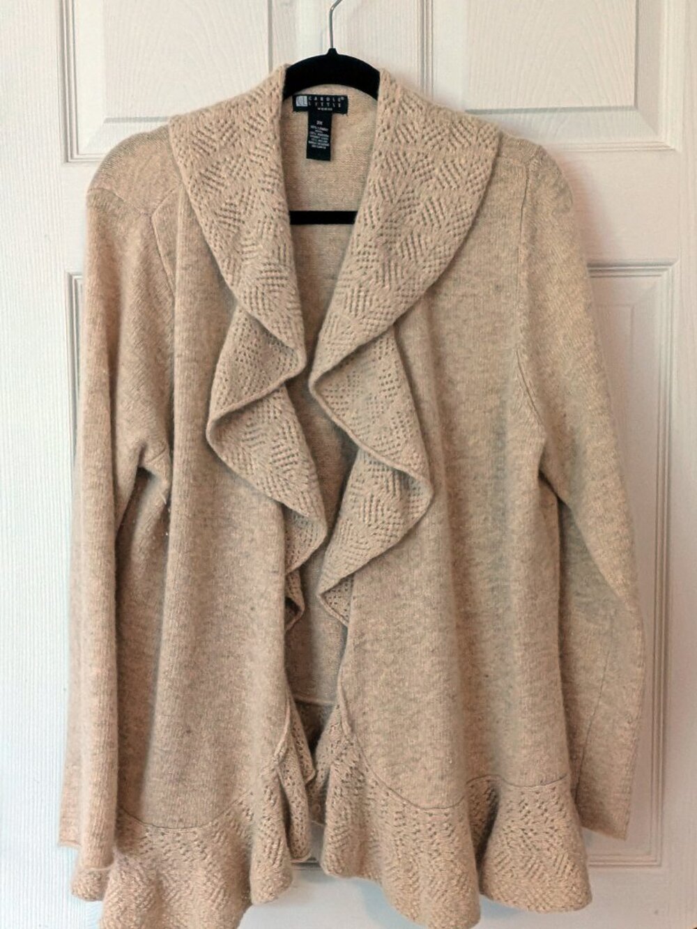 Carole Little 2X Lambswool Angora Waterfall Cardigan